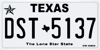 TX license plate DST5137