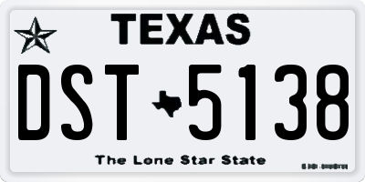 TX license plate DST5138