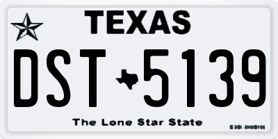 TX license plate DST5139