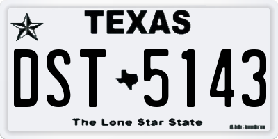 TX license plate DST5143
