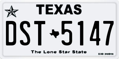 TX license plate DST5147