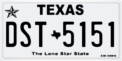 TX license plate DST5151