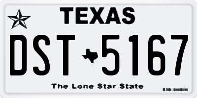 TX license plate DST5167