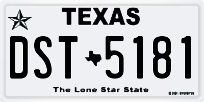 TX license plate DST5181