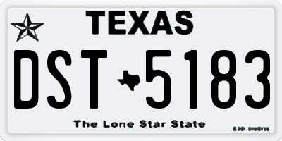 TX license plate DST5183