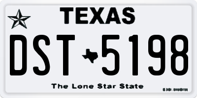 TX license plate DST5198