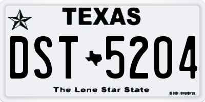 TX license plate DST5204