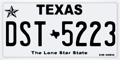 TX license plate DST5223