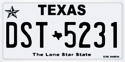 TX license plate DST5231
