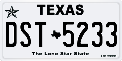 TX license plate DST5233