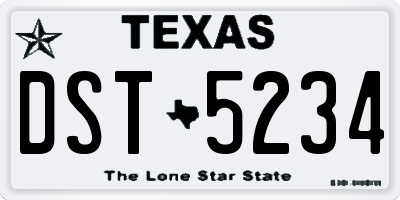 TX license plate DST5234