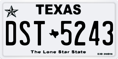 TX license plate DST5243