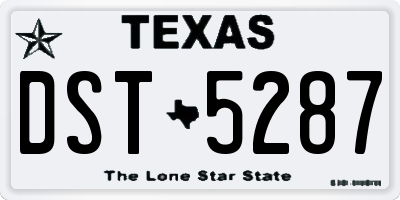TX license plate DST5287
