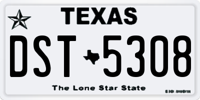 TX license plate DST5308