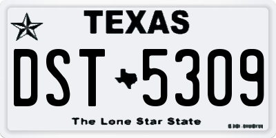 TX license plate DST5309