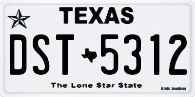 TX license plate DST5312
