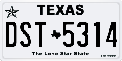 TX license plate DST5314