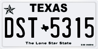 TX license plate DST5315