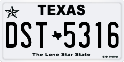 TX license plate DST5316