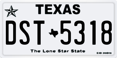 TX license plate DST5318