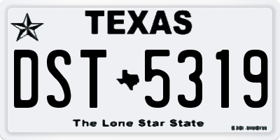 TX license plate DST5319