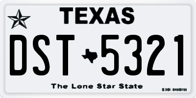 TX license plate DST5321