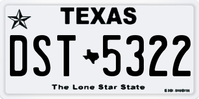 TX license plate DST5322
