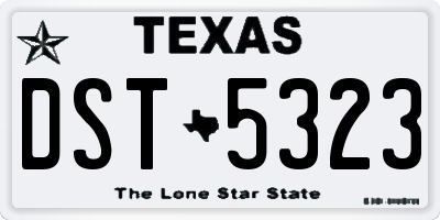 TX license plate DST5323