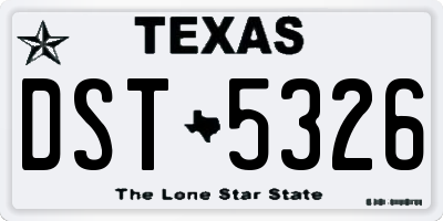 TX license plate DST5326