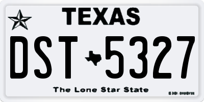 TX license plate DST5327