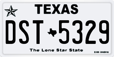 TX license plate DST5329