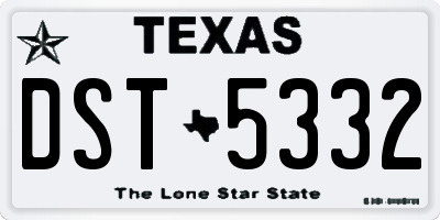 TX license plate DST5332