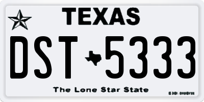 TX license plate DST5333