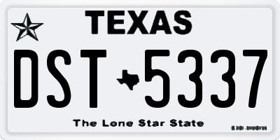 TX license plate DST5337