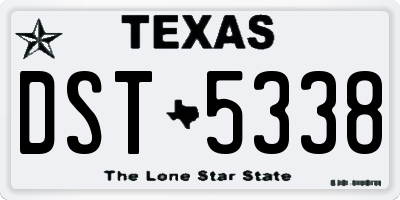 TX license plate DST5338
