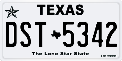 TX license plate DST5342