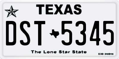 TX license plate DST5345