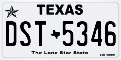 TX license plate DST5346