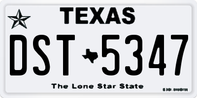 TX license plate DST5347