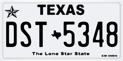 TX license plate DST5348