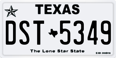TX license plate DST5349