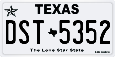 TX license plate DST5352