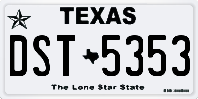 TX license plate DST5353