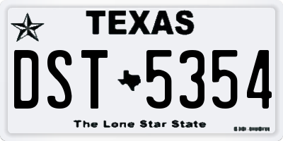 TX license plate DST5354