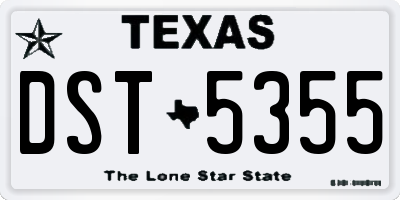TX license plate DST5355