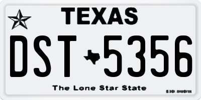 TX license plate DST5356
