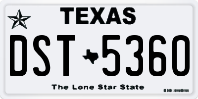 TX license plate DST5360