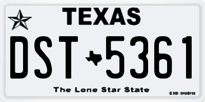 TX license plate DST5361