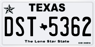 TX license plate DST5362