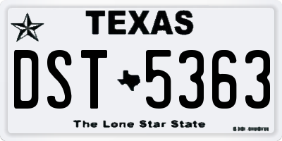 TX license plate DST5363